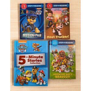 Paw Patrol Books Lot Of 4 Paperback And Hardbacks 5 minute Stories Stickers EUC
